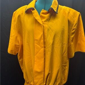 Elegant Mustard Blouse with Contrast Collar